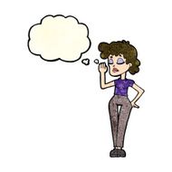 cartoon woman ignoring with thought bubble N9