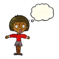 cartoon shocked woman with thought bubble N33