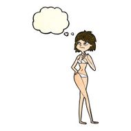 cartoon woman in bikini with thought bubble N17