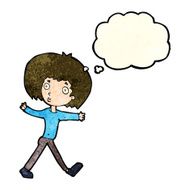 cartoon surprised man walking with thought bubble N4