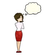 cartoon businesswoman ignoring with thought bubble N3