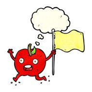 cartoon funny apple with flag thought bubble N3