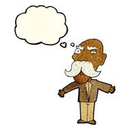 cartoon angry old man with thought bubble N45