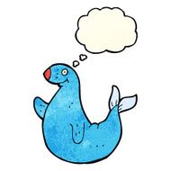 cartoon seal with thought bubble N5
