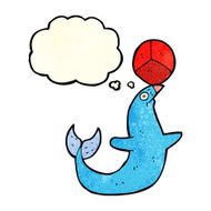 cartoon performing seal with thought bubble N4