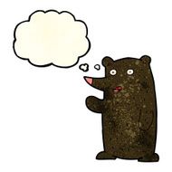 cartoon waving black bear with thought bubble N15