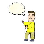 cartoon man gesturing with thought bubble N9