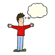 cartoon happy man with thought bubble N142