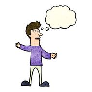 cartoon surprised man with thought bubble N35