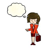 cartoon businesswoman pointing with thought bubble N4