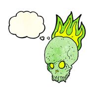 cartoon spooky skull with thought bubble N45