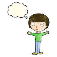 cartoon surprised man with thought bubble N36