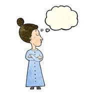 cartoon strict victorian teacher with thought bubble N4