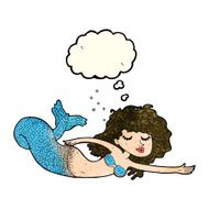 cartoon mermaid with thought bubble N18