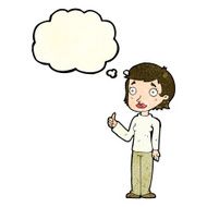 cartoon woman giving thumbs up symbol with thought bubble N20