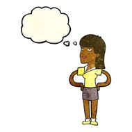 cartoon woman with hands on hips thought bubble N69