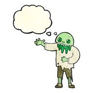 cartoon spooky zombie with thought bubble N2