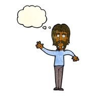 cartoon waving man with mustache thought bubble N4