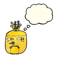 cartoon robot head with thought bubble N17