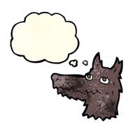 cartoon wolf head with thought bubble N8