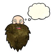 cartoon bearded man with thought bubble N17