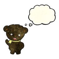 cartoon black bear waving with thought bubble N3