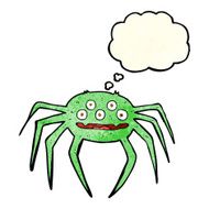 cartoon halloween spider with thought bubble N4