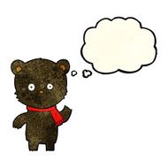 cartoon black bear waving with thought bubble N4
