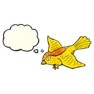 cartoon flying bird with thought bubble N7