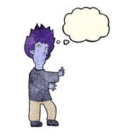 cartoon vampire man with thought bubble N42