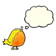 cartoon fat bird with thought bubble N14