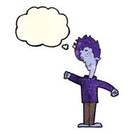 cartoon vampire man with thought bubble N43