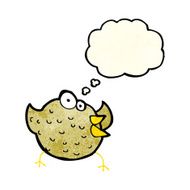cartoon happy bird with thought bubble N11