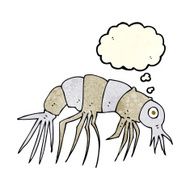 cartoon shrimp with thought bubble N9