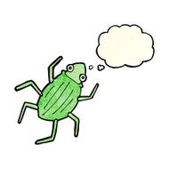 cartoon bug with thought bubble N13