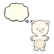 cartoon happy polar bear with thought bubble N4