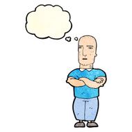 cartoon annoyed bald man with thought bubble N4