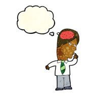 cartoon businessman with huge brain thought bubble N3
