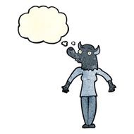 cartoon werewolf woman with thought bubble N2