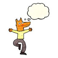 cartoon fox man with thought bubble N17