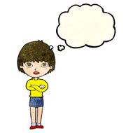 cartoon woman with crossed arms thought bubble N13