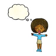 cartoon pointing woman with thought bubble N11