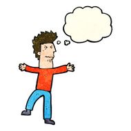 cartoon stressed man with thought bubble N23