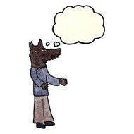 cartoon wolf man with thought bubble N15