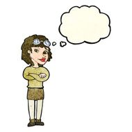 cartoon woman with crossed arms and safety goggles thought N3