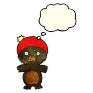 cartoon cute black bear in hat with thought bubble N2