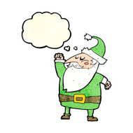 cartoon santa claus punching air with thought bubble N7