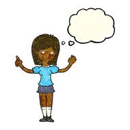 cartoon woman explaining idea with thought bubble N4