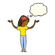 cartoon intelligent woman with thought bubble N7