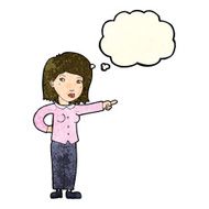 cartoon woman pointing with thought bubble N65